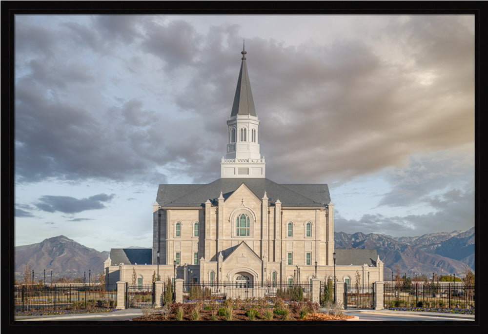 Taylorsville Utah Temple- Beacon of Light - framed giclee canvas