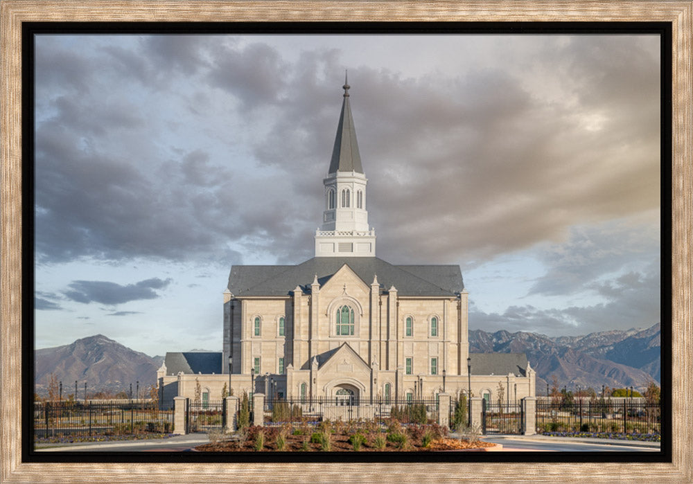 Taylorsville Utah Temple- Beacon of Light - framed giclee canvas