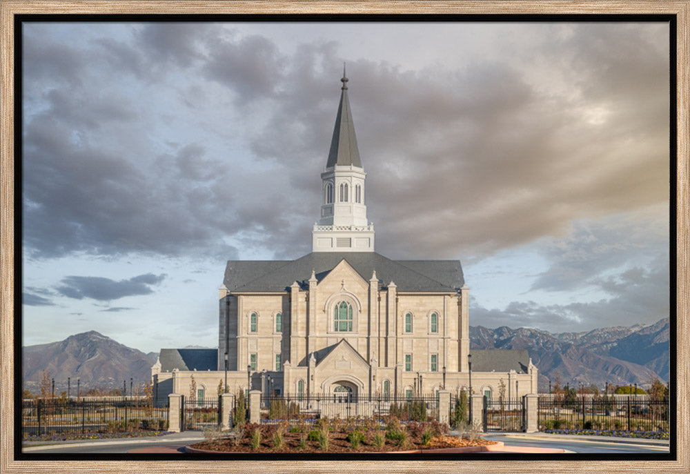 Taylorsville Utah Temple- Beacon of Light - framed giclee canvas