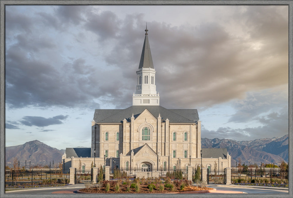 Taylorsville Utah Temple- Beacon of Light - framed giclee canvas