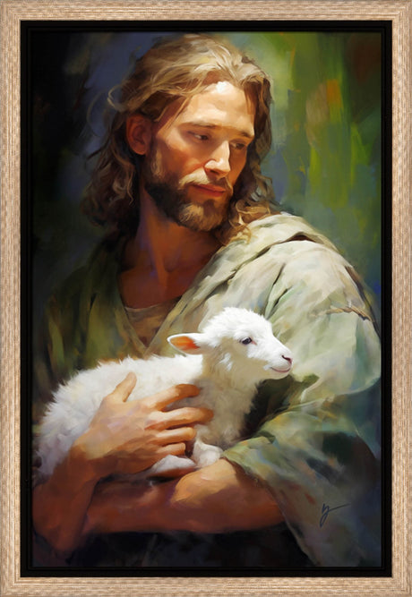 Gentle Savior - framed giclee canvas