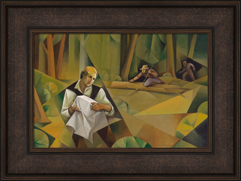 Joseph Protecting the Plates - framed giclee canvas