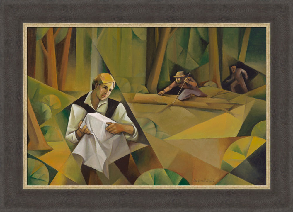 Joseph Protecting the Plates - framed giclee canvas