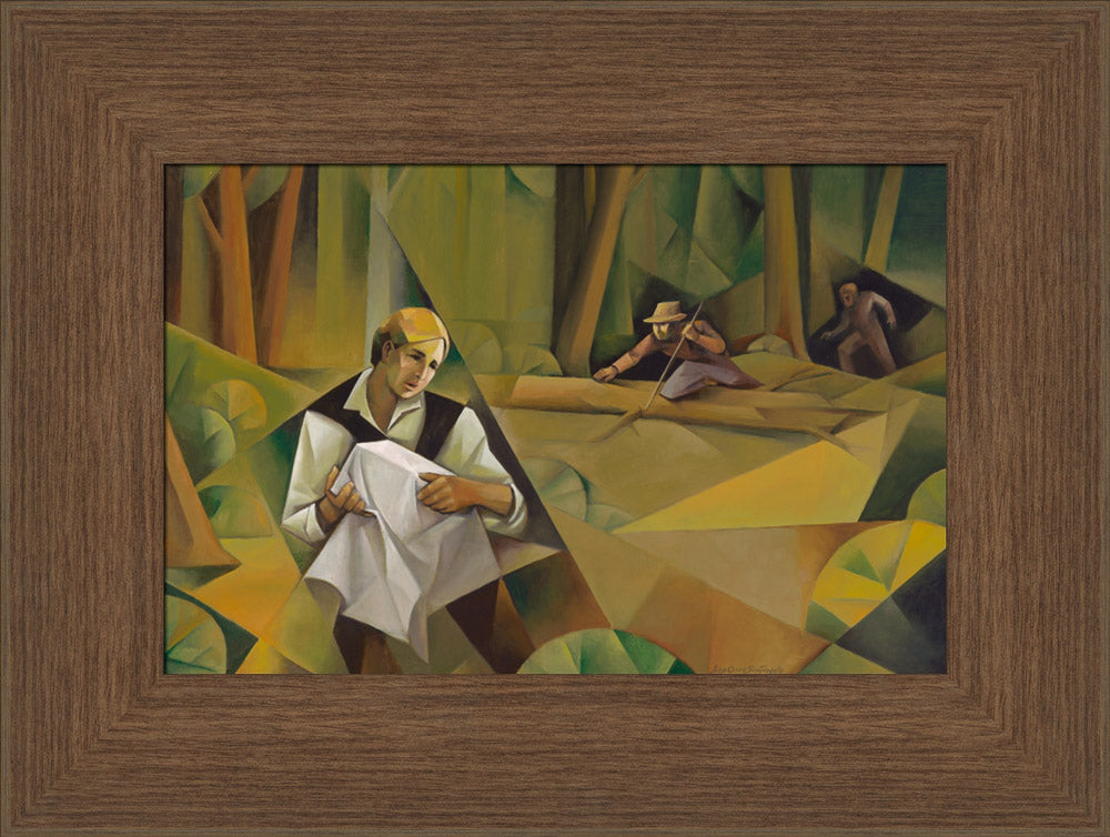 Joseph Protecting the Plates - framed giclee canvas