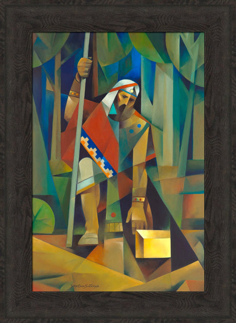 Moroni and the Gold Plates - framed giclee canvas