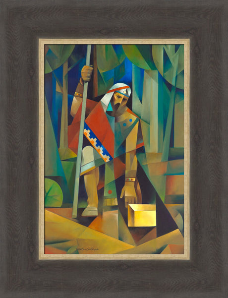 Moroni and the Gold Plates - framed giclee canvas