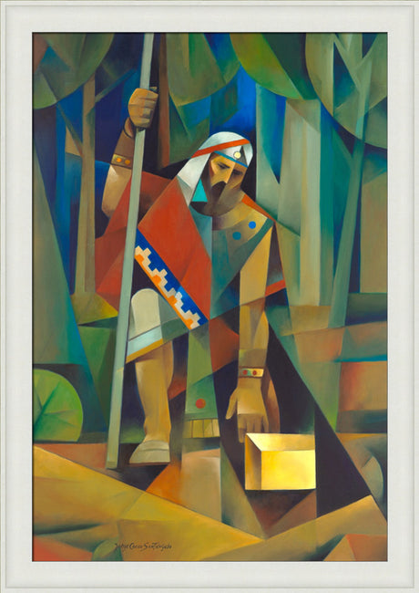 Moroni and the Gold Plates - framed giclee canvas