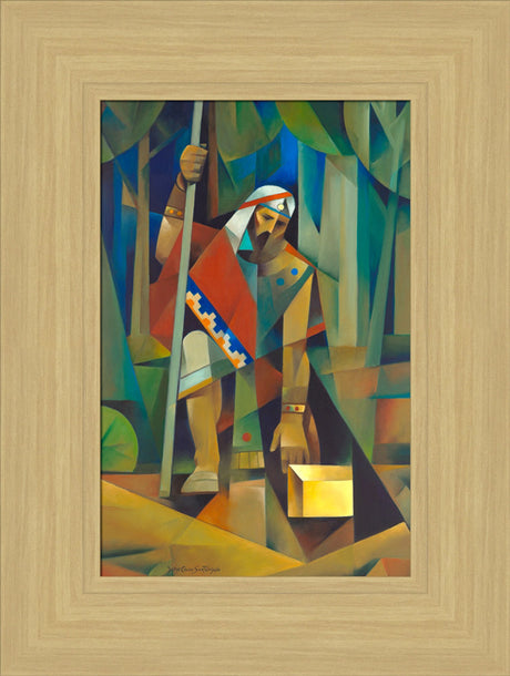 Moroni and the Gold Plates - framed giclee canvas