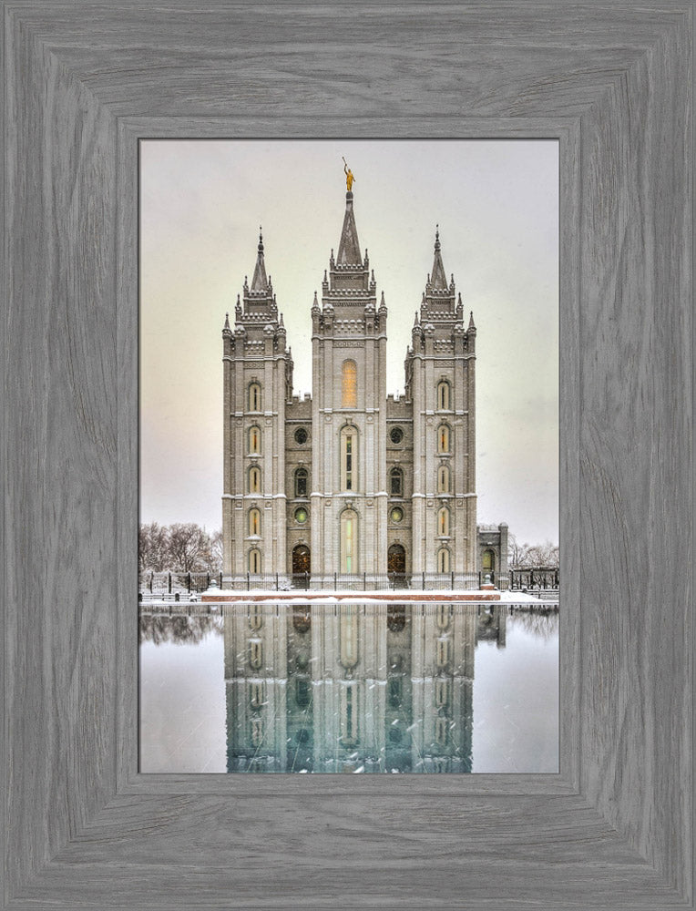 Salt Lake Temple - Snowfall Reflection by Kyle Woodbury