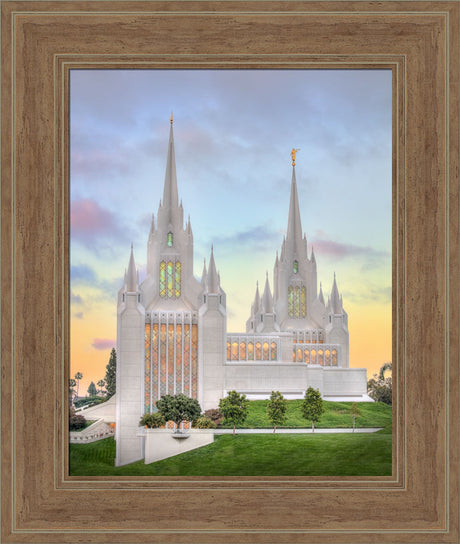 San Diego California Temple - Pastel Sky by Kyle Woodbury