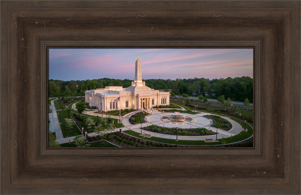 Indianapolis Temple - Sunrise Panorama by Lance Bertola