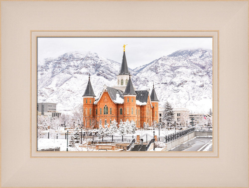 Provo City Center Temple - Winter Snowfall Canyon View by Lance Bertola