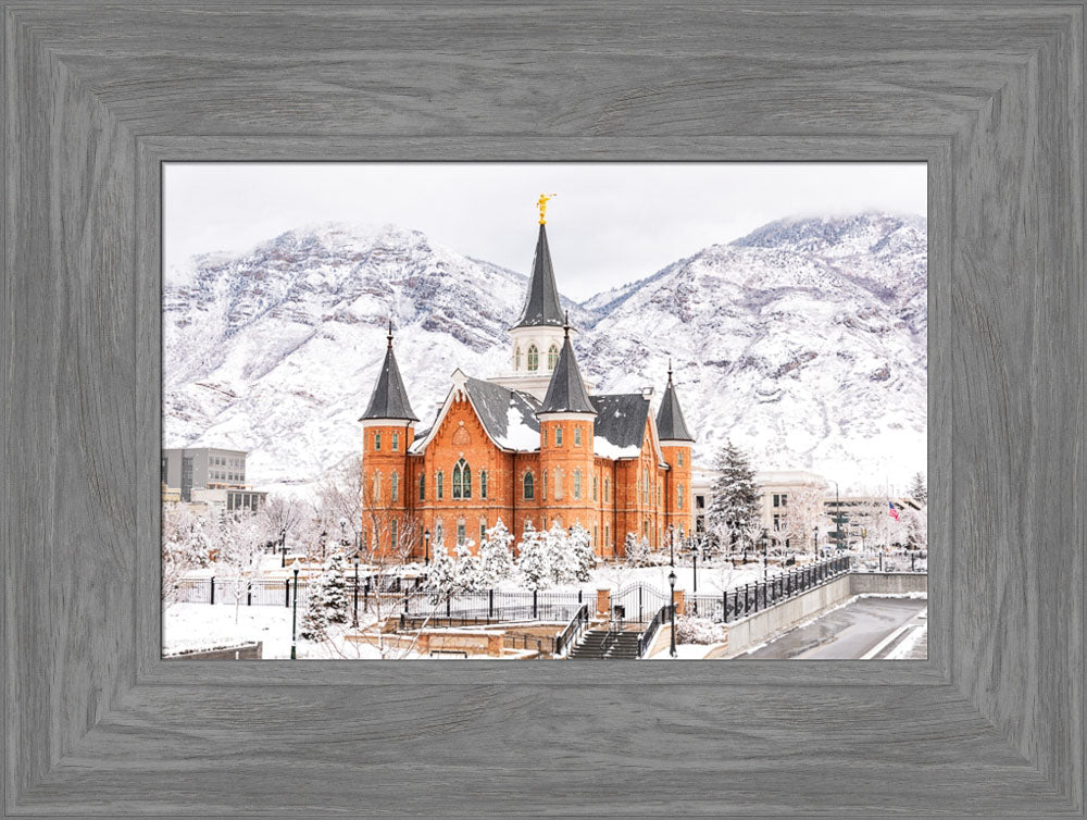 Provo City Center Temple - Winter Snowfall Canyon View by Lance Bertola