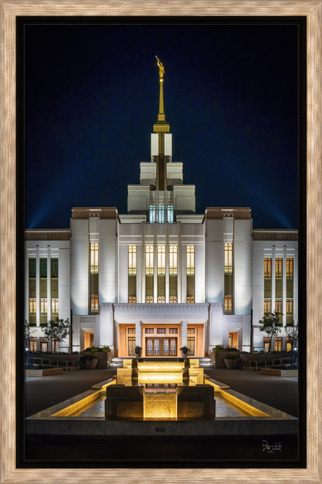 Saratoga Springs Utah Temple- A Mighty Fortress - framed giclee canvas