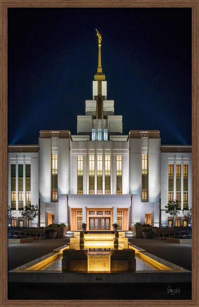 Saratoga Springs Utah Temple- A Mighty Fortress - framed giclee canvas