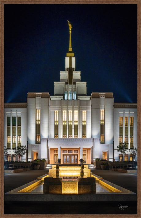 Saratoga Springs Utah Temple- A Mighty Fortress - framed giclee canvas