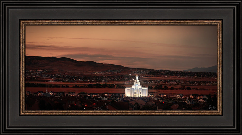 Saratoga Springs Utah Temple- Abide With Me - framed giclee canvas