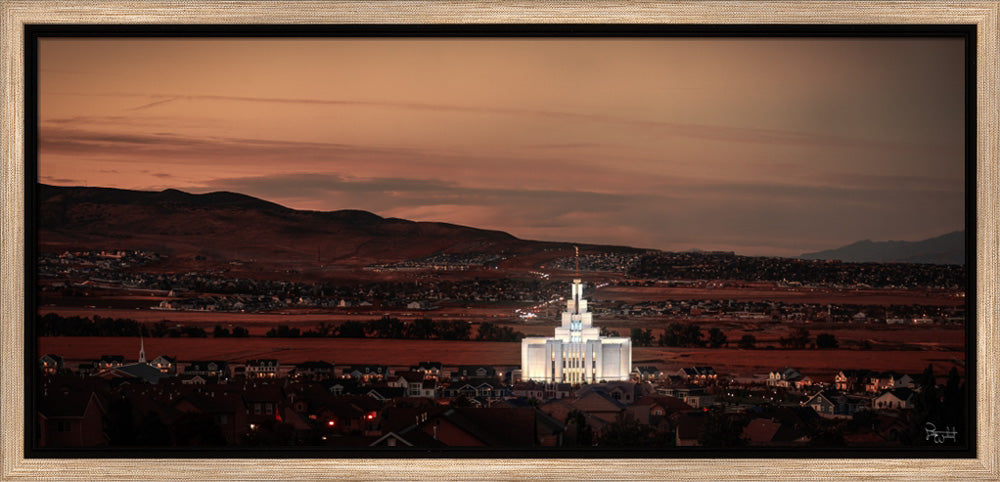 Saratoga Springs Utah Temple- Abide With Me - framed giclee canvas