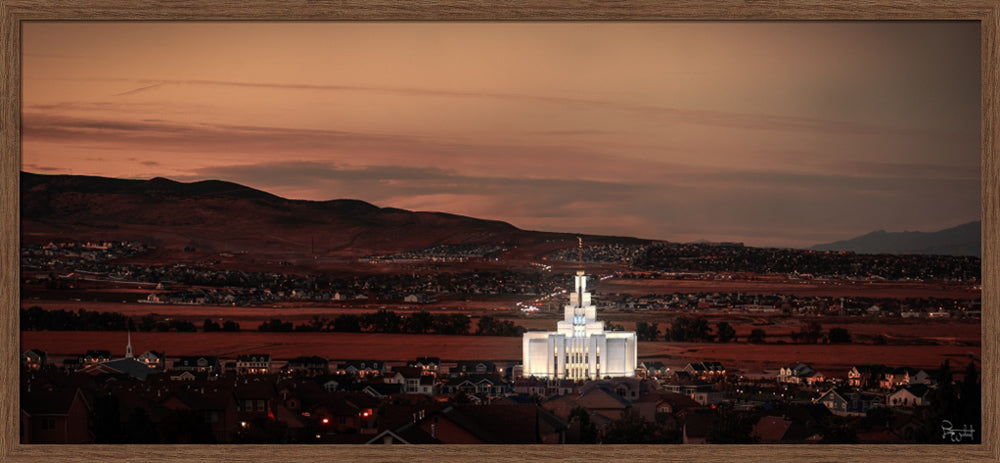 Saratoga Springs Utah Temple- Abide With Me - framed giclee canvas