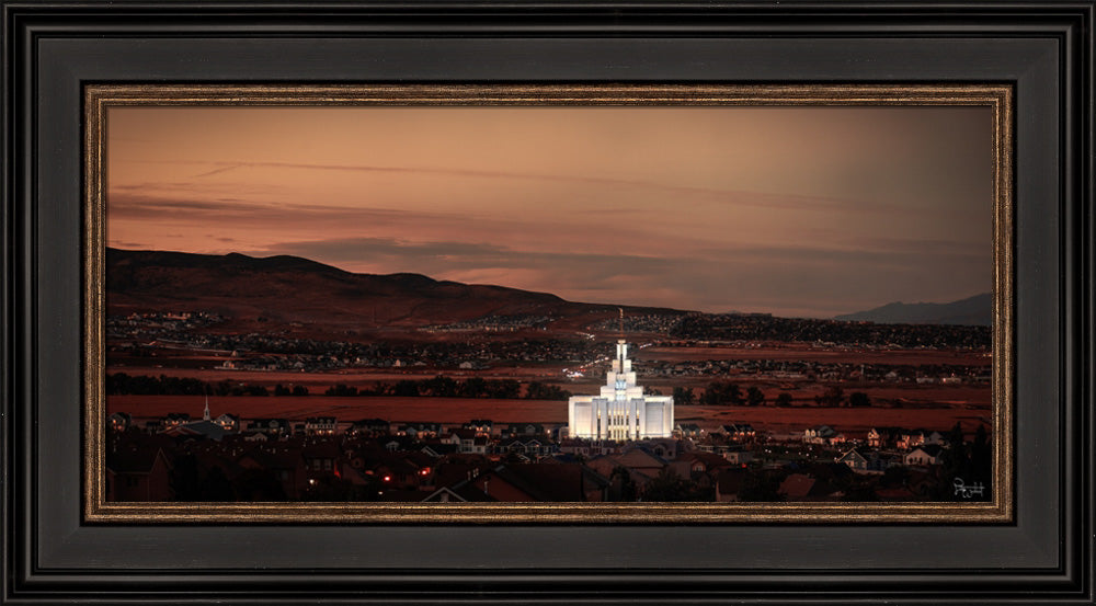 Saratoga Springs Utah Temple- Abide With Me - framed giclee canvas