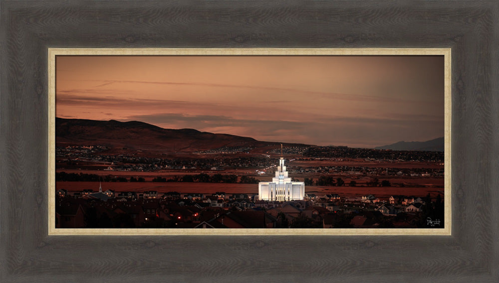 Saratoga Springs Utah Temple- Abide With Me - framed giclee canvas