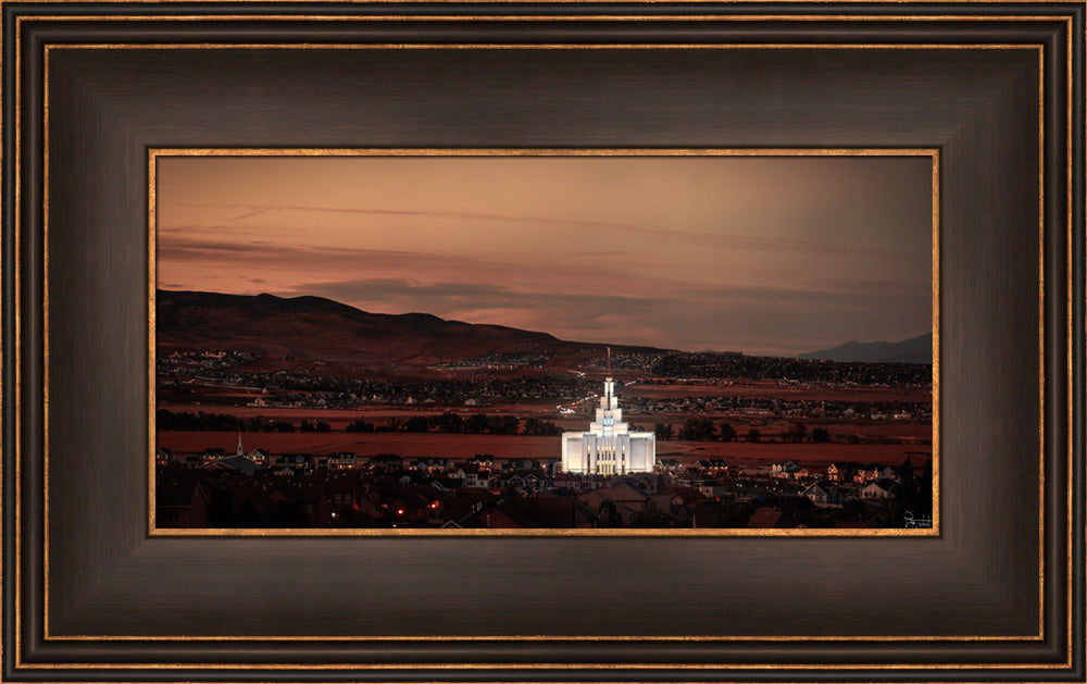 Saratoga Springs Utah Temple- Abide With Me - framed giclee canvas