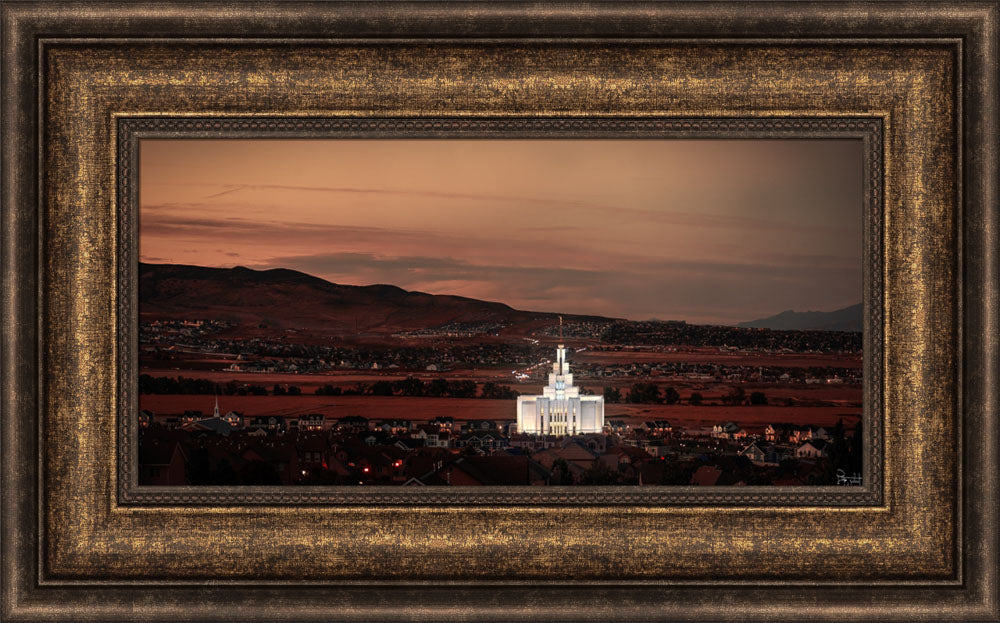 Saratoga Springs Utah Temple- Abide With Me - framed giclee canvas