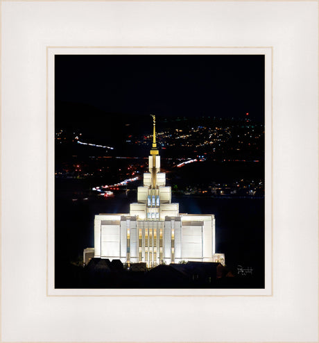 Saratoga Springs Utah Temple- Beacon of Promises - framed giclee canvas