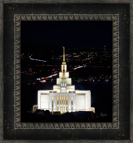 Saratoga Springs Utah Temple- Beacon of Promises - framed giclee canvas