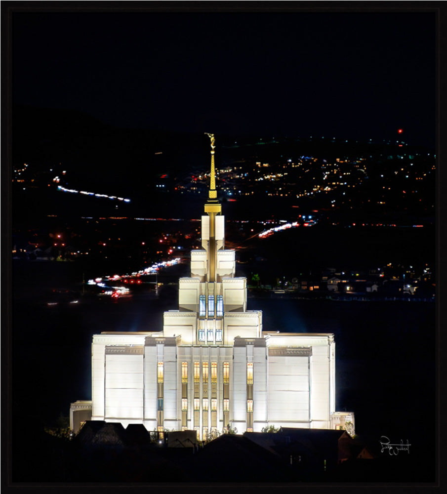 Saratoga Springs Utah Temple- Beacon of Promises - framed giclee canvas