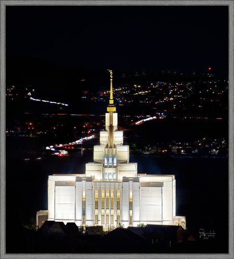 Saratoga Springs Utah Temple- Beacon of Promises - framed giclee canvas