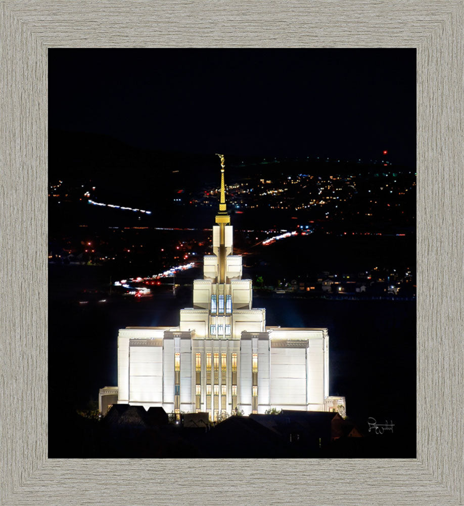 Saratoga Springs Utah Temple- Beacon of Promises - framed giclee canvas