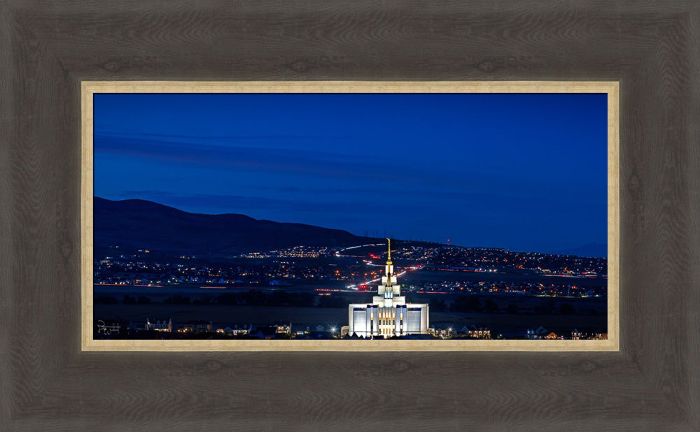 Saratoga Springs Utah Temple- Tis Eventide - framed giclee canvas