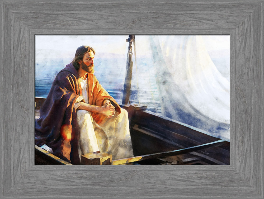 He Sat Down and Taught - framed giclee canvas