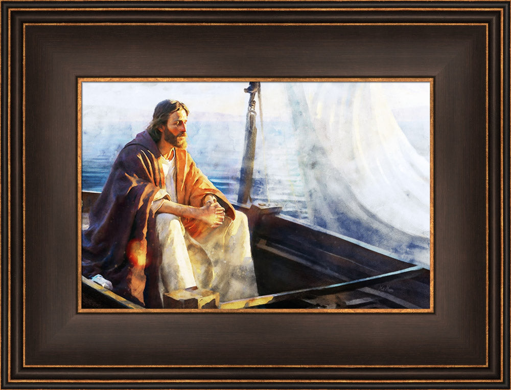 He Sat Down and Taught - framed giclee canvas