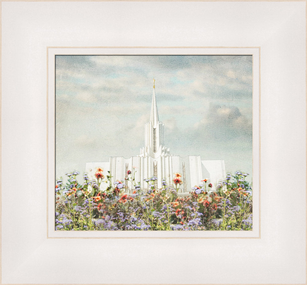 Jordan River Temple - Floral Pastel by Mandy Jane Williams