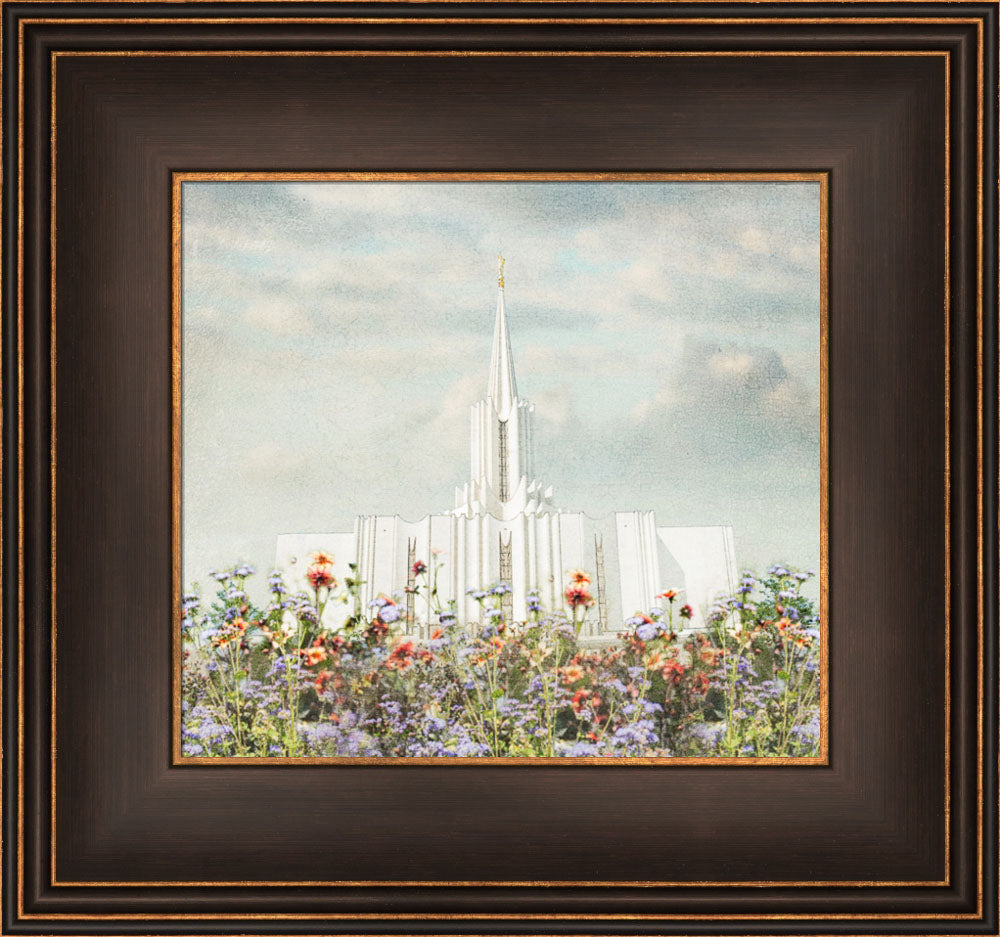 Jordan River Temple - Floral Pastel by Mandy Jane Williams