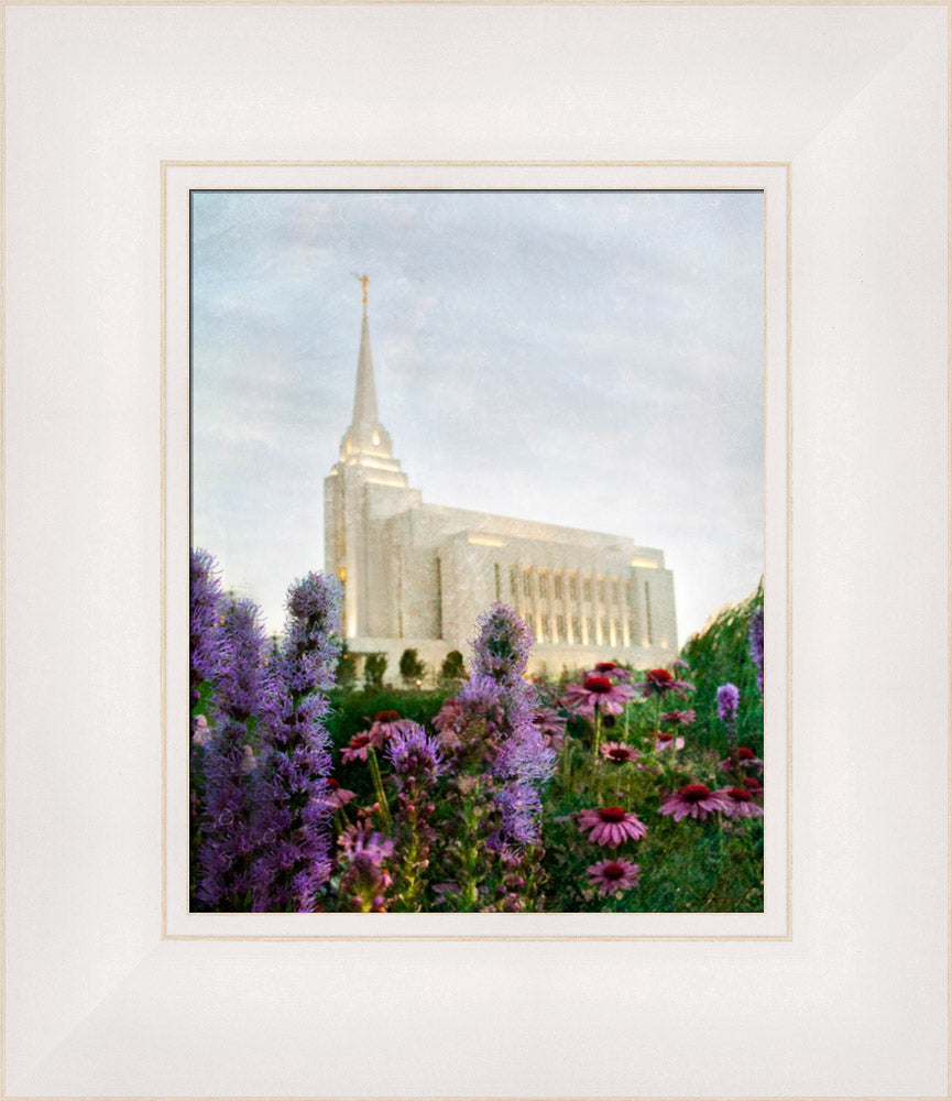 Rexburg Temple: Summer Flowers by Mandy Jane Williams