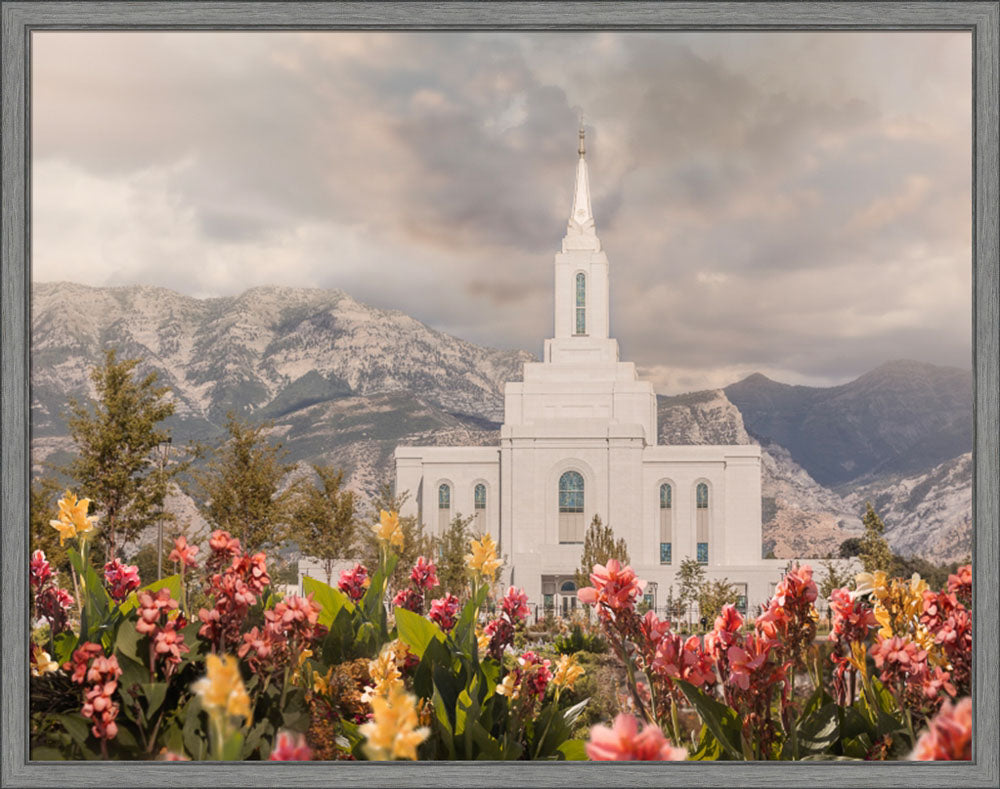 Orem Temple-Mountain Majesty - framed giclee canvas