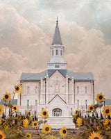 Taylorsville Utah Temple- Wild Sunflowers - 8x10 giclee paper print