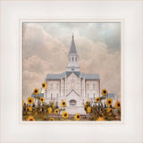 Taylorsville Utah Temple- Wild Sunflowers - framed giclee canvas