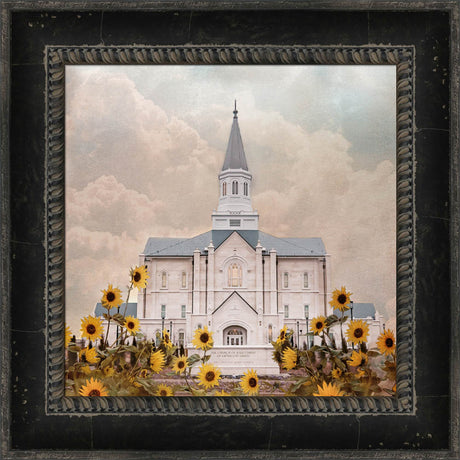 Taylorsville Utah Temple- Wild Sunflowers - framed giclee canvas