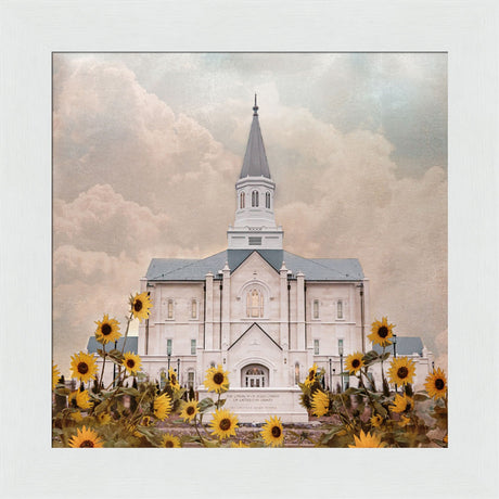 Taylorsville Utah Temple- Wild Sunflowers - framed giclee canvas