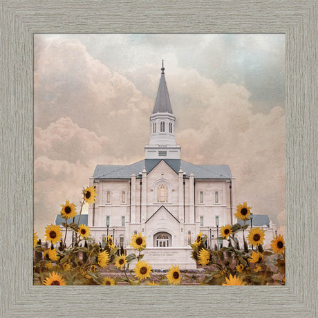 Taylorsville Utah Temple- Wild Sunflowers - framed giclee canvas