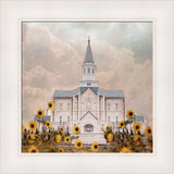 Taylorsville Utah Temple- Wild Sunflowers - framed giclee canvas