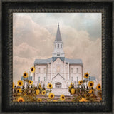 Taylorsville Utah Temple- Wild Sunflowers - framed giclee canvas