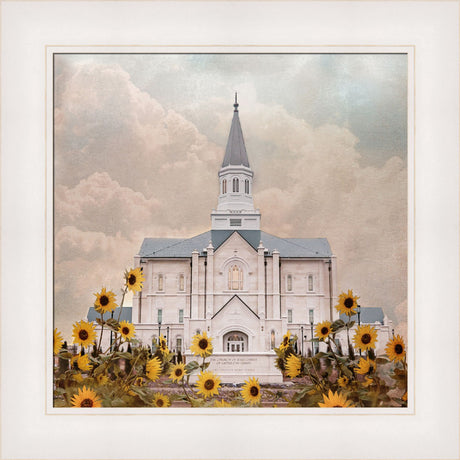 Taylorsville Utah Temple- Wild Sunflowers - framed giclee canvas