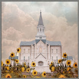 Taylorsville Utah Temple- Wild Sunflowers - framed giclee canvas