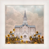 Taylorsville Utah Temple- Wild Sunflowers - framed giclee canvas