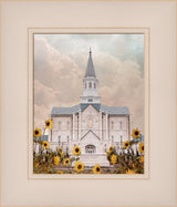 Taylorsville Utah Temple- Wild Sunflowers - framed giclee canvas